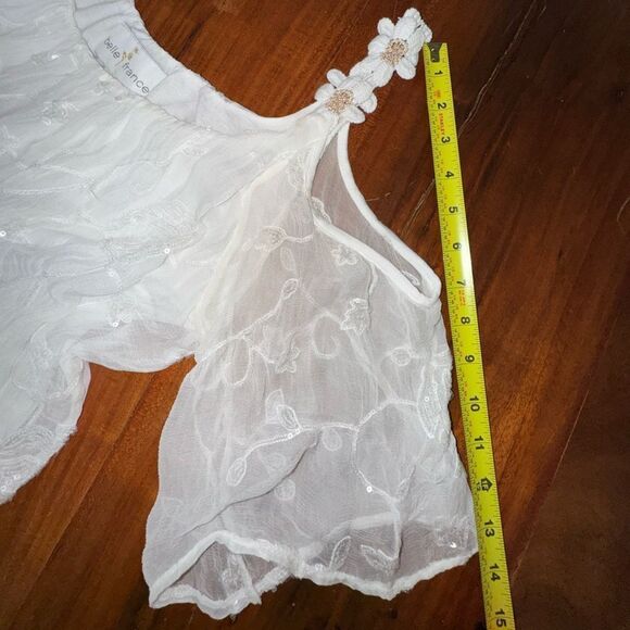 Belle France daisy chain cold shoulder silk blend sequin lined top sz L EUC - Picture 7 of 15